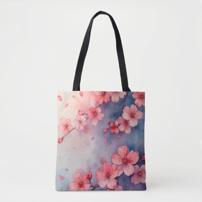 Watercolor Pink Sakura Delight Tote (Front)