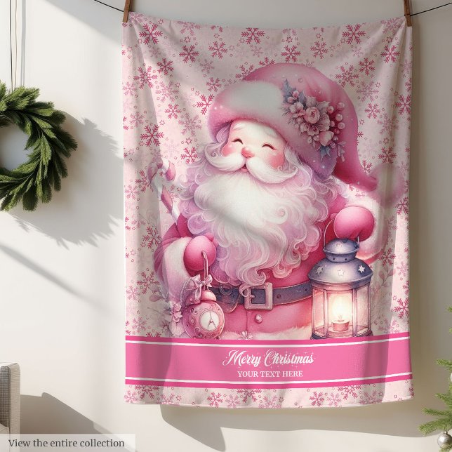 Watercolor Pink Santa Claus Blanket Girls Pinkmas (Watercolor Pink Santa Claus Blanket Girls Pinkmas)
