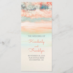 Watercolor Pink - Sea Blue Beach Wedding Programs