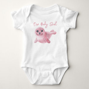 Watercolor Pink Seal Baby Bodysuit