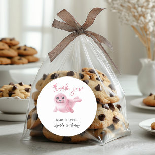 Watercolor pink seal - thank you