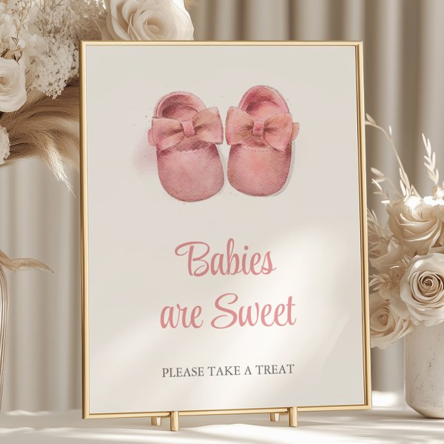 Watercolor Pink Shoes Baby Shower Babies are Sweet Poster (Creator Uploaded)