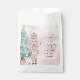 watercolor Pink snow 1st birthday Christmas Favour Bag