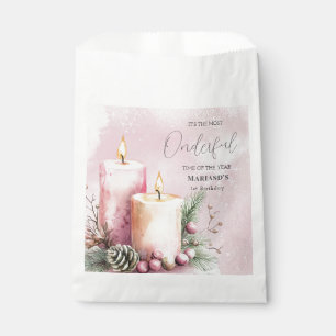 watercolor Pink snow 1st birthday Christmas  Favour Bag