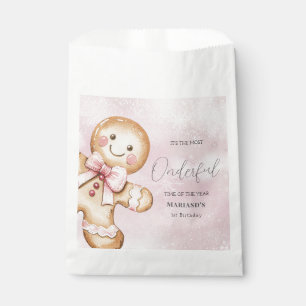 watercolor Pink snow 1st birthday Christmas  Favour Bag