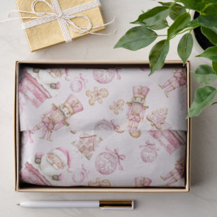 watercolor Pink snow 1st birthday Christmas Tissue Paper