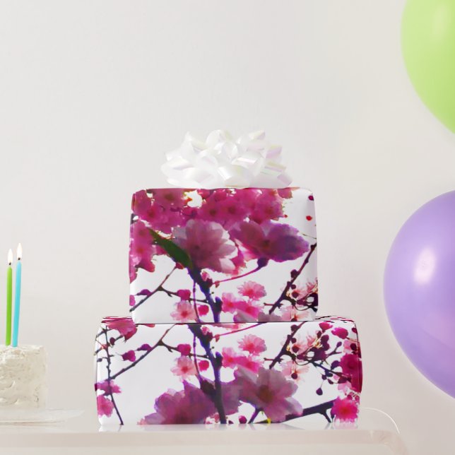 Watercolor pink spring floral | Flowering tree   Wrapping Paper (Party Gifts)