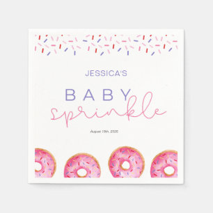 Watercolor Pink Sprinkle Donuts Baby Sprinkle  Napkin