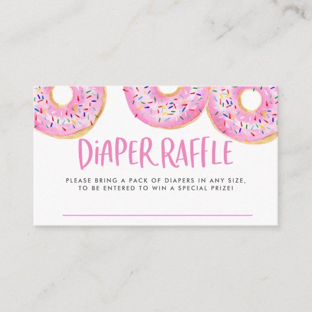 Watercolor Pink Sprinkle Doughnuts Diaper Raffle G Enclosure Card (Front)