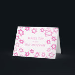 Watercolor Pink Stars MAZEL TOV Bat Mitzvah  Card<br><div class="desc">Perfect fun MAZEL TOV card to send for a bat mitzvah, bar mitzvah or other Jewish celebration! Hand made watercolor art for you on the front and blank inside! FULLY CUSTOMIZABLE! Click on “Personalise” above to edit the text. Click "edit using design tool" to adjust the fonts, colours and placements....</div>