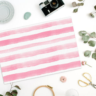 Watercolor Pink Stripe Pattern Tissue Paper