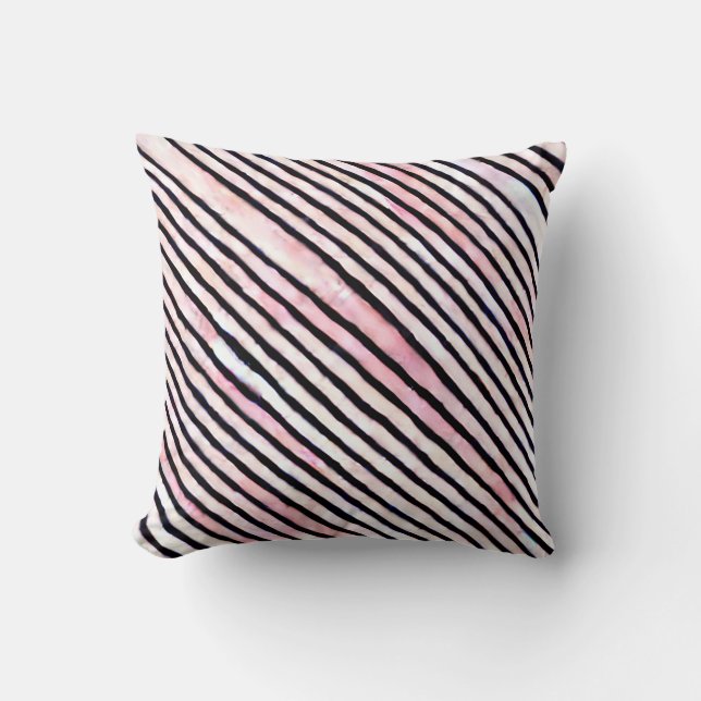 Watercolor Pink Stripes Cushion (Front)