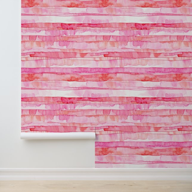 Watercolor Pink Stripes Wallpaper (Application)