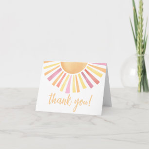 Watercolor Pink Sun Thank You Card