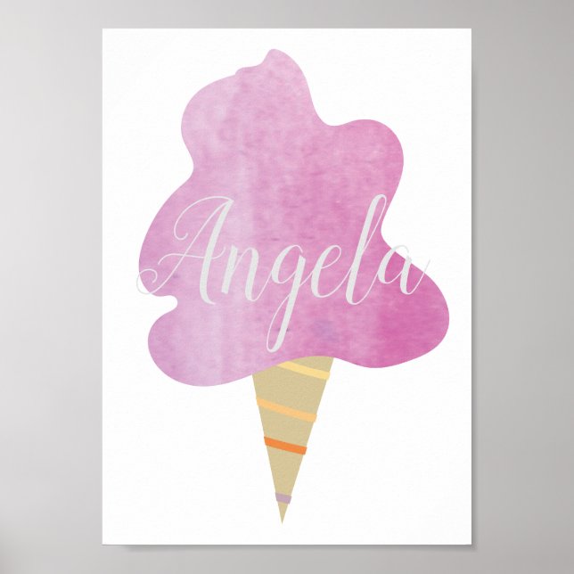 Watercolor Pink Swirly Cotton Candy Poster (Front)