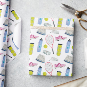 Watercolor Pink Tennis Pattern Wrapping Paper