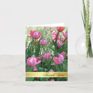 Watercolor Pink Tulips Thank You Card
