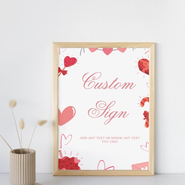 Watercolor pink valentine heart Custom party sign (Creator Uploaded)
