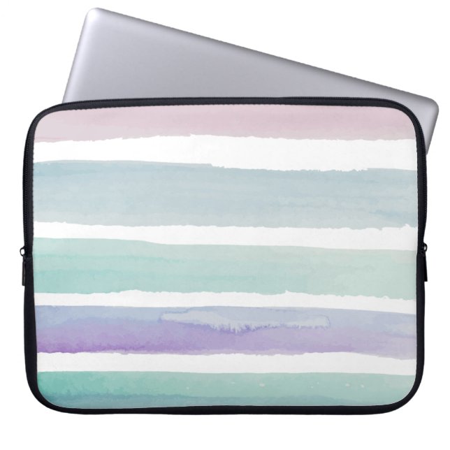 Watercolor pink violet purple laptop sleeve (Front)