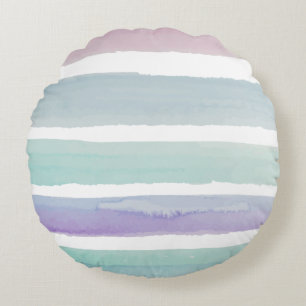 Watercolor pink violet purple round cushion