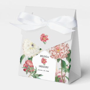 Watercolor Pink White Peonies Flowers Wedding Favour Box