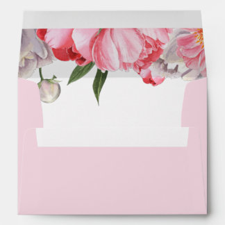 Watercolor Pink & White Peonies Wedding Envelope