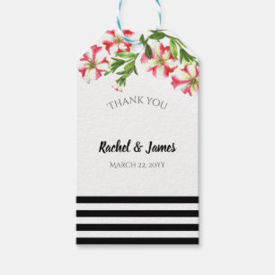 Watercolor Pink White Petunias Floral Wedding Gift Tags