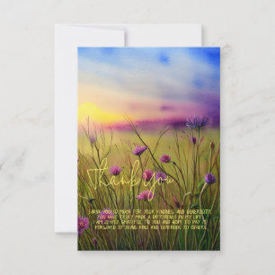 Watercolor pink wildflower sunset customisable card
