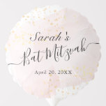 Watercolor Pink x Gold Bat Mitzvah Balloon<br><div class="desc">This chic and elegant bat mitzvah balloon features a white background with blush pink brush strokes in watercolor and faux gold splatters. Personalise it for your needs. You can find more matching products at my store.</div>