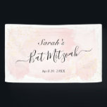 Watercolor Pink x Gold Bat Mitzvah Banner<br><div class="desc">This chic and elegant banner features a white background with blush pink brush strokes in watercolor and faux gold splatters. Personalise it for your needs. You can find more matching products at my store.</div>