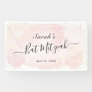 Watercolor Pink x Gold Bat Mitzvah Banner