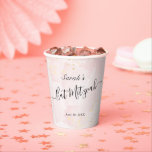 Watercolor Pink x Gold Bat Mitzvah Paper Cups<br><div class="desc">This chic and elegant bat mitzvah paper cup feature a white background with blush pink brush strokes in watercolor and faux gold splatters. Personalise it for your needs. You can find more matching products at my store.</div>