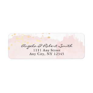 Watercolor Pink x Gold Modern Return Address Return Address Label