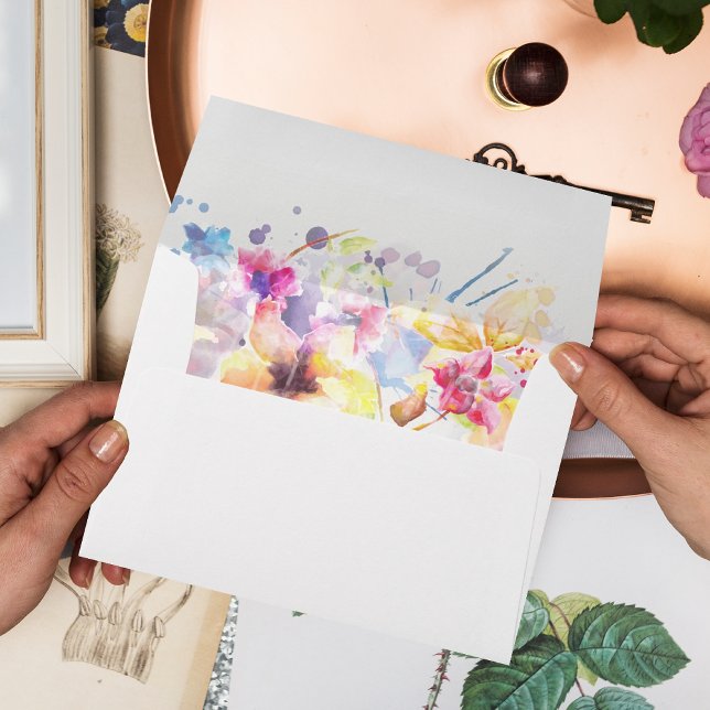 Watercolor Pink Yellow Pastel Floral | Envelope (Creator Uploaded)