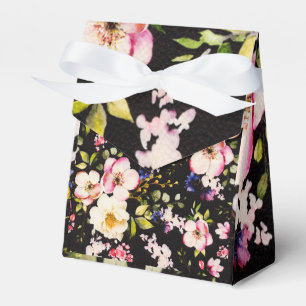 Watercolor Pink Yellow Roses Black Background Favour Box