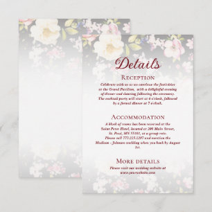 Watercolor Pink Yellow Roses,black blurred,Wedding Enclosure Card