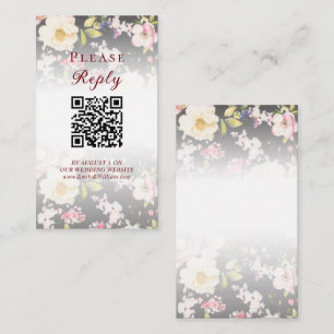Watercolor Pink Yellow Roses,black blurred,Wedding Enclosure Card
