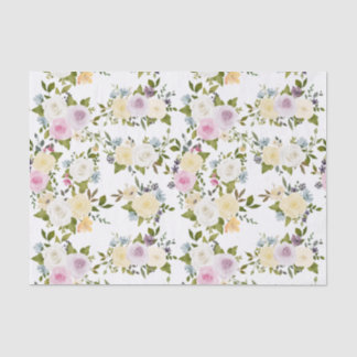 Watercolor Pink Yellow White Roses Baby Shower     Tissue Paper