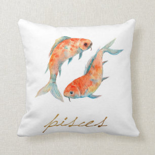 Watercolor Pisces Fish Cushion