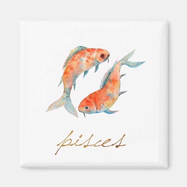 Watercolor Pisces Fish Magnet (Front)