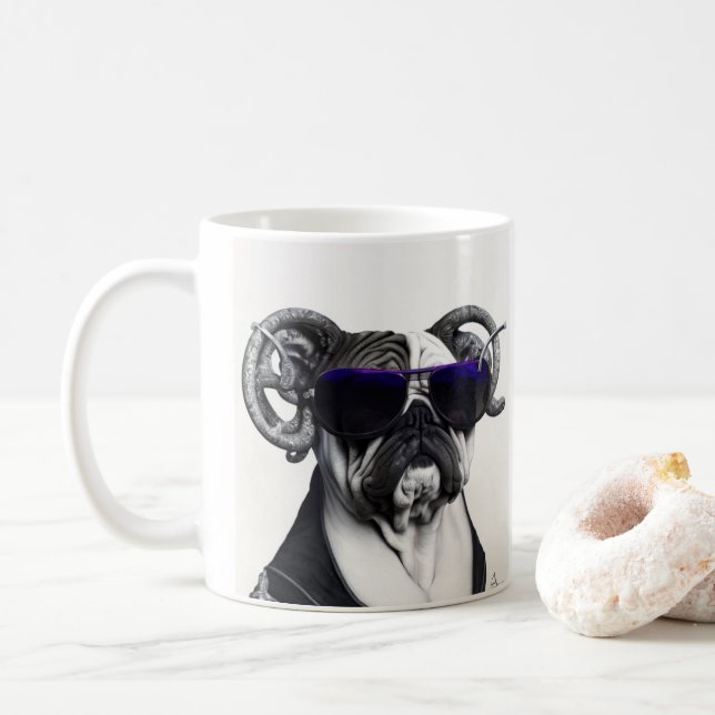 Watercolor Pit Bull Terrier Puppy Dog Giant Coffee Mug (With Donut)