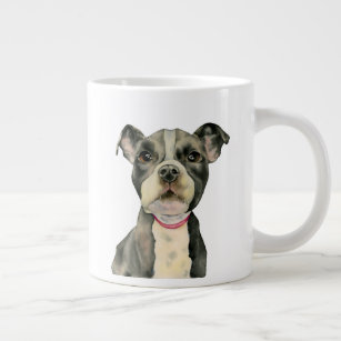 Watercolor Pit Bull Terrier Puppy Dog Large Coffee Mug