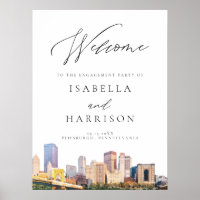 Watercolor Pittsburgh Engagement Party Welcome