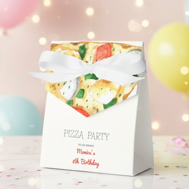 Watercolor pizza party birthday favour box (Creator Uploaded)
