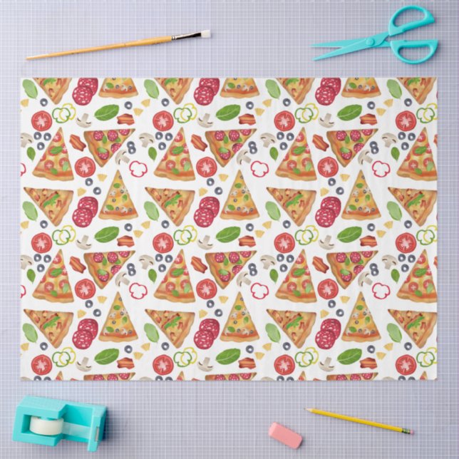 Watercolor Pizza Slices Pattern Tissue Paper (Craft)