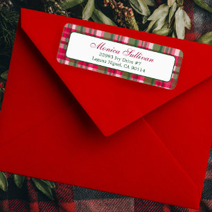 Watercolor Plaid Christmas CUSTOM Return Address Label