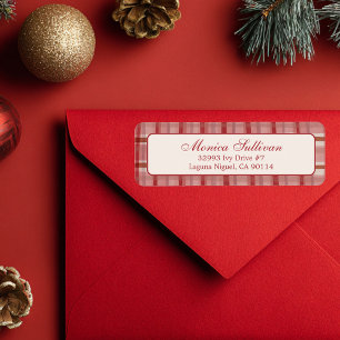 Watercolor Plaid Christmas CUSTOM Return Address Label