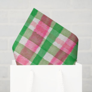 Watercolor Plaid Hand-Drawn Modern Rustic Preppy Tissue Paper