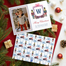 Watercolor Plaid Nutcracker Bear Monogram Crest