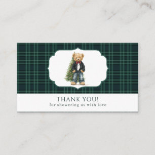 Watercolor Plaid teddy bear baby shEnclosure Card